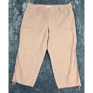 Ann Taylor Loft Womens Drawstring Hem Cropped Pants Size 10 Beige